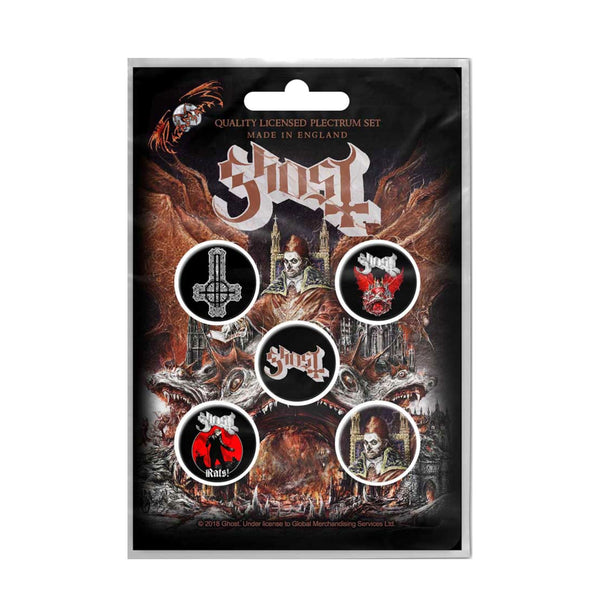 Ghost Gift Set with Ghost Papa Nihil (Wallet), Keychain, Baseball Cap, 5 x Button Badges, Woven Patch