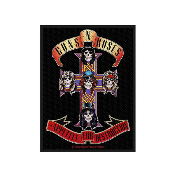 Guns N' Roses Gift Set with Coffee Mug & Drink Coaster set, Woven Patch, Button Badges Set of 5, Fridge Magnet, Vinyl Stickers