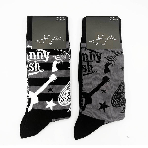 Johnny Cash Socks Set - 2 pack - Adult UK 7-11 (EU 41-46, US 8-12)