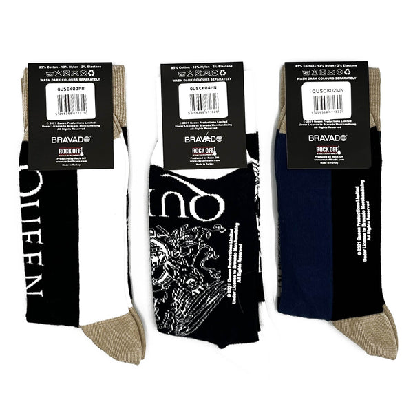 Queen Socks 3 Pack - Adult UK 7-11 (EU 41-46, US 8-12)