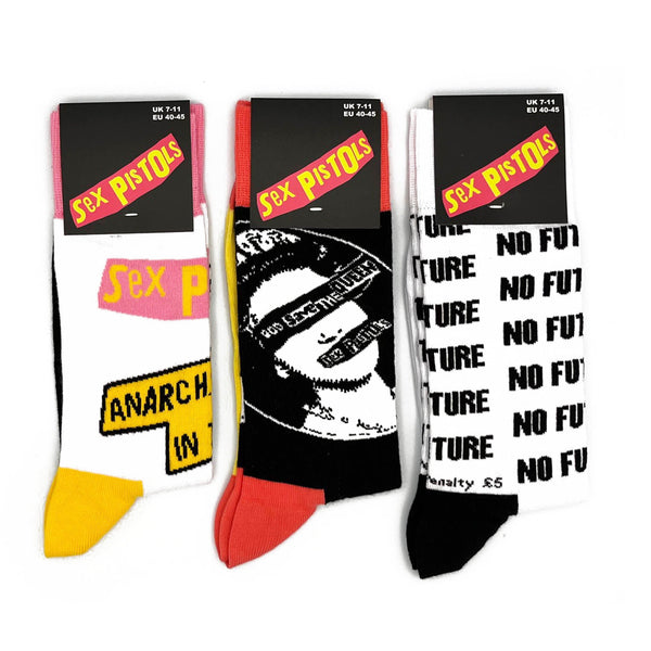 Sex Pistols Socks 3 Pack - Adult UK 7-11 (EU 41-46, US 8-12)