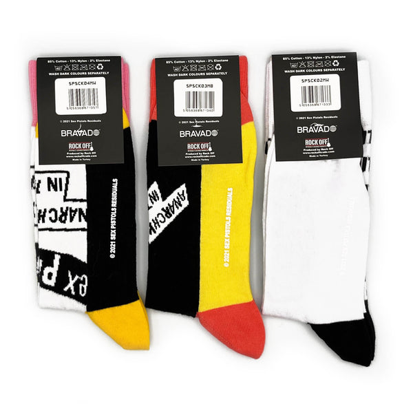 Sex Pistols Socks 3 Pack - Adult UK 7-11 (EU 41-46, US 8-12)