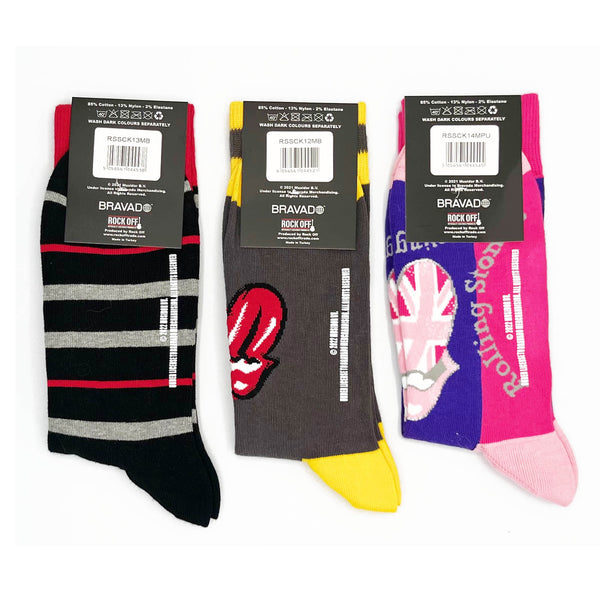 The Rolling Stones Socks 3 Pack (No Filter)- Adult UK 7-11 (EU 41-46, US 8-12)
