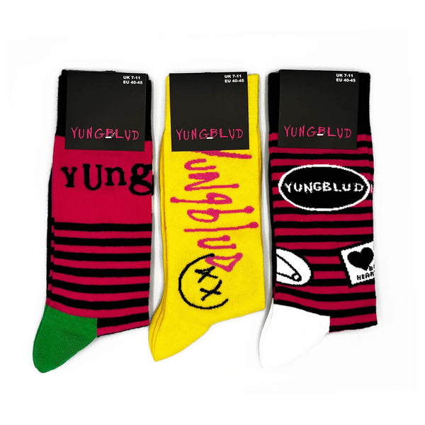 Yungblud Socks 3 pack - Adult UK 7-11 (EU 41-46, US 8-12)
