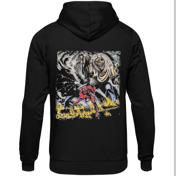 Iron Maiden Unisex Pullover Hoodie: Number of the Beast Vintage Logo Faded Edge Album (Back Print)