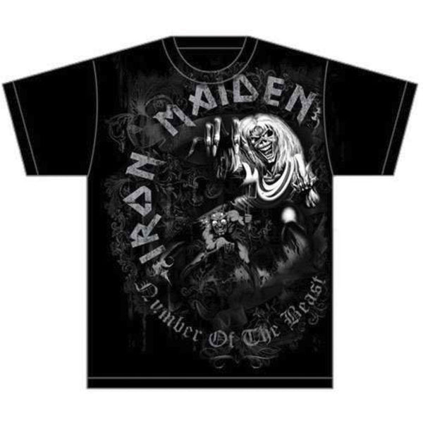 Iron Maiden | Official Band T-Shirt | Number of the Beast Grey Tone