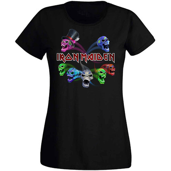 Iron Maiden Ladies T-Shirt: Legacy of the Beast Live Album Skulls (Back Print)