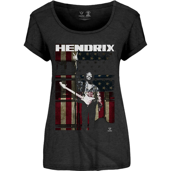 Jimi Hendrix Ladies T-Shirt: Peace Flag