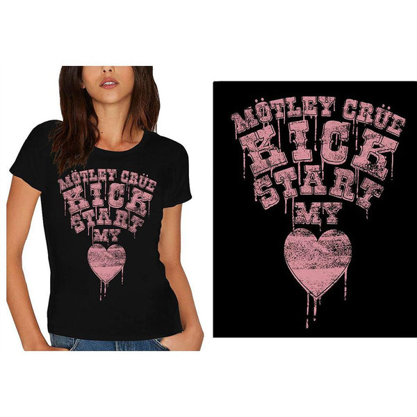 Motley Crue Ladies Tee: Kick Start My Heart