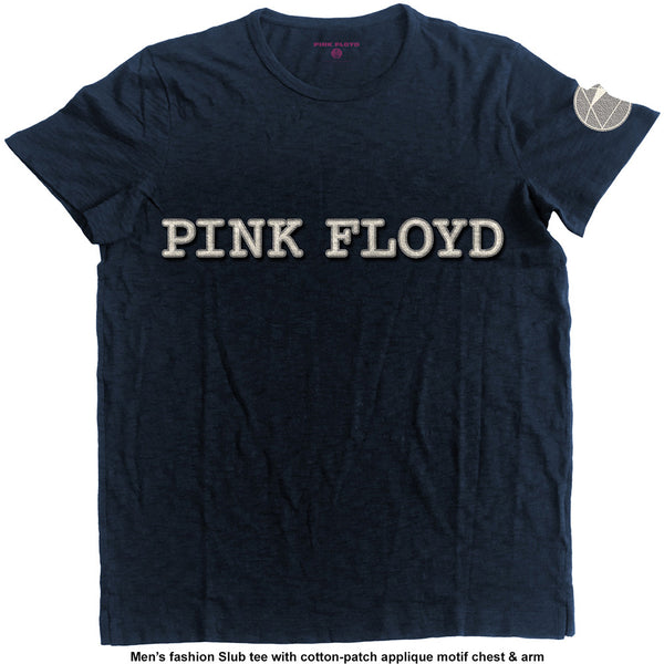 Pink Floyd Unisex Fashion T-Shirt: Logo & Prism (Applique Motifs)