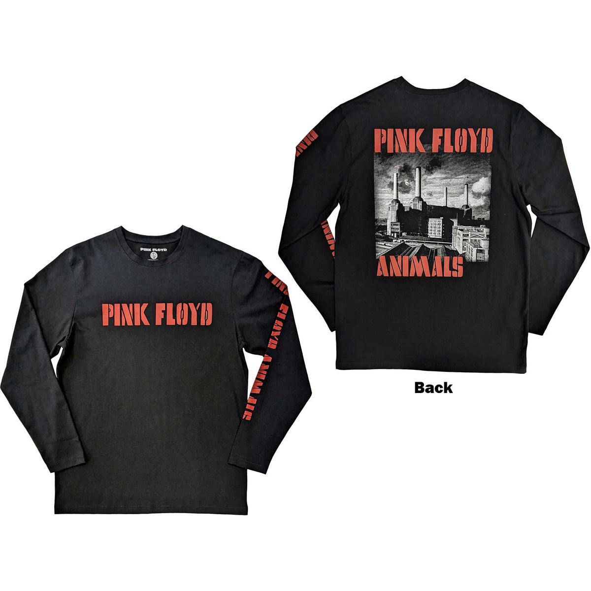 Pink Floyd | Official Band Long Sleeve T-Shirt | Animals B&W (Back & S