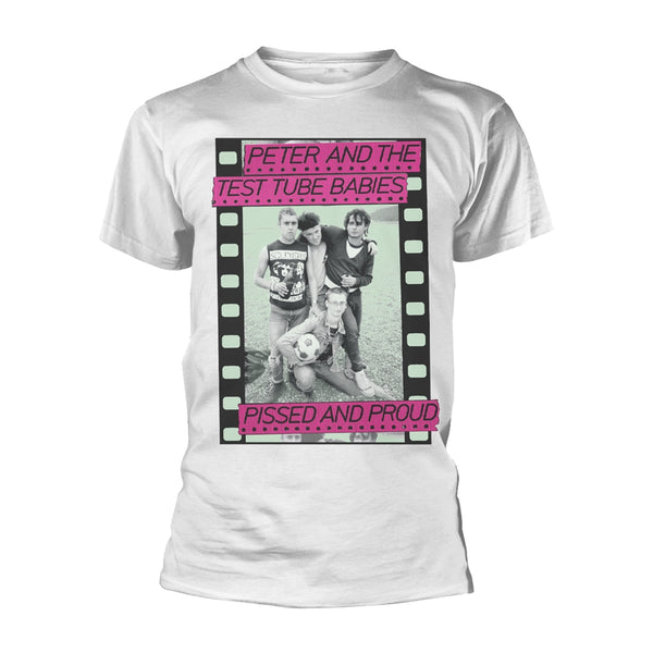 Peter & The Test Tube Babies Unisex T-shirt: Pissed And Proud (White)