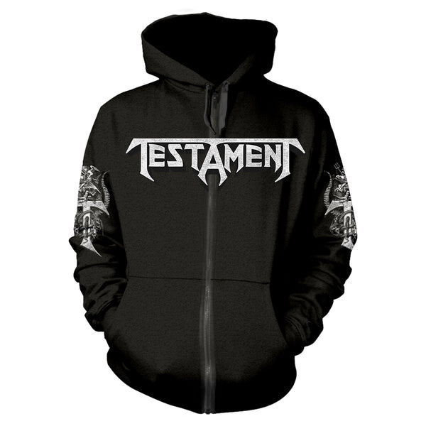 Testament Unisex Zipped Hoodie: Pitchfork Horns (back print)