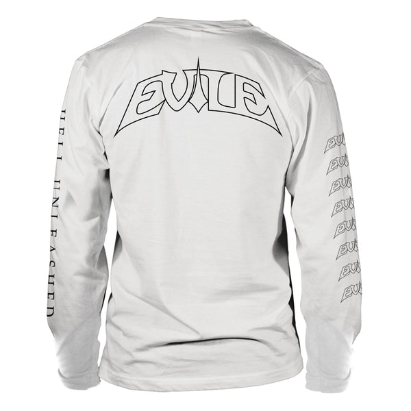 Evile Unisex Long Sleeved T-shirt: Hell Unleashed (White) (back print)