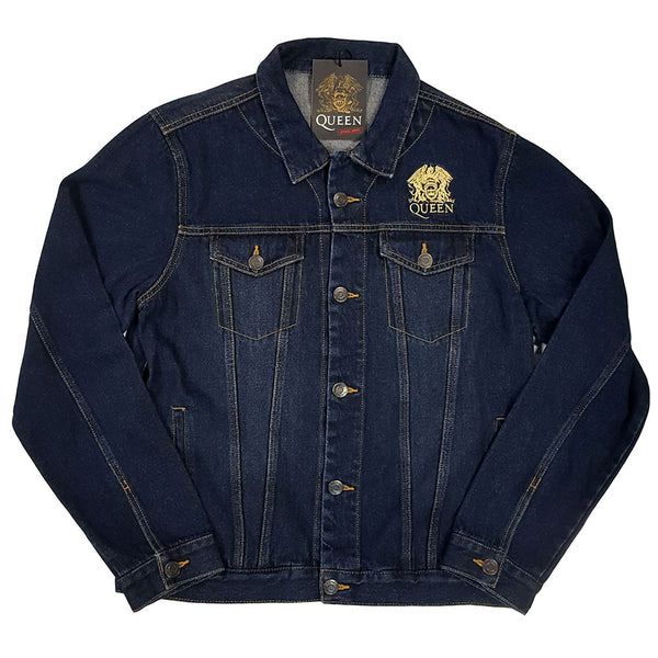 Queen Unisex Denim Jacket: Classic Crest (Back Print)