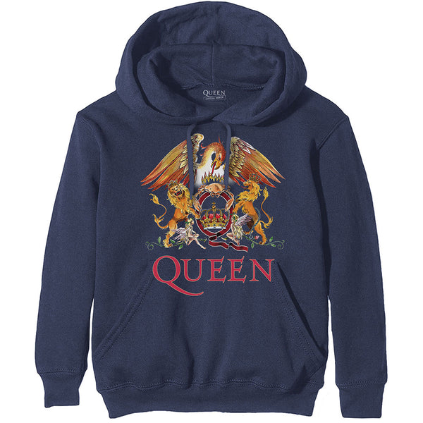 Queen Unisex Pullover Hoodie: Classic Crest (blue)