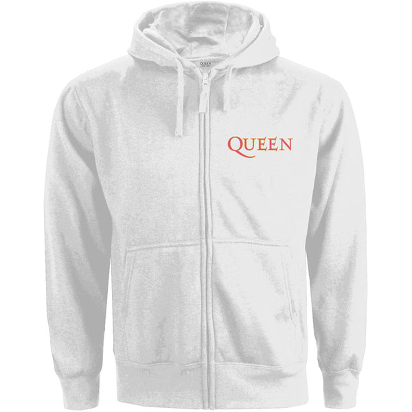 Queen Ladies Zipped Hoodie: Classic Crest (Back Print)