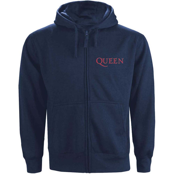 Queen Unisex Zipped Hoodie: Classic Crest (Back Print)