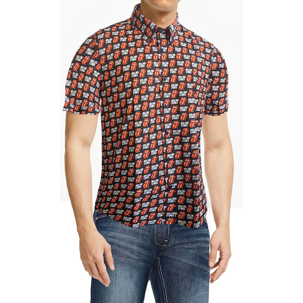 The Rolling Stones Unisex Casual Shirt: Tongue and Text