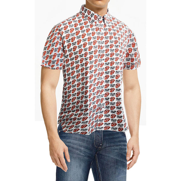 The Rolling Stones Unisex Casual Shirt: Tongue and Text