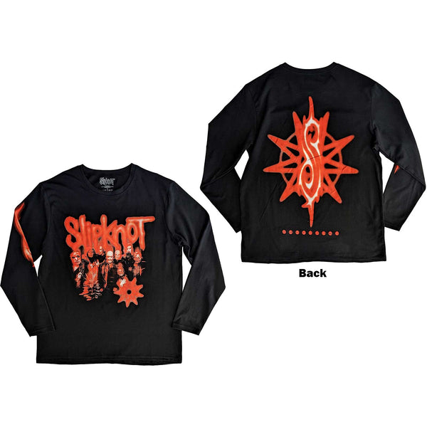 Slipknot | Official Band Long Sleeve T-Shirt | The End So Far Group Photo Tribal-S Nonagram (Back & Sleeve Print)