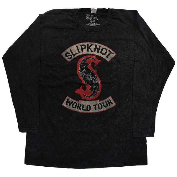 Slipknot Unisex Long Sleeved T-Shirt: Patched Up (Back Print/Dip-Dye)