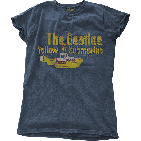 The Beatles Ladies Fashion T-Shirt: Yellow Submarine Nothing Is Real with Snow Wash Finishing