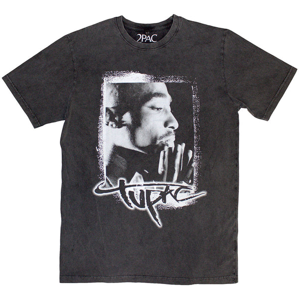 Tupac | Official Stone Wash Band T-Shirt | Spray Photo Stone Wash