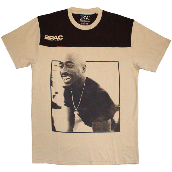 Tupac | Official Band T-Shirt | Colour Block (Brown & Sand)