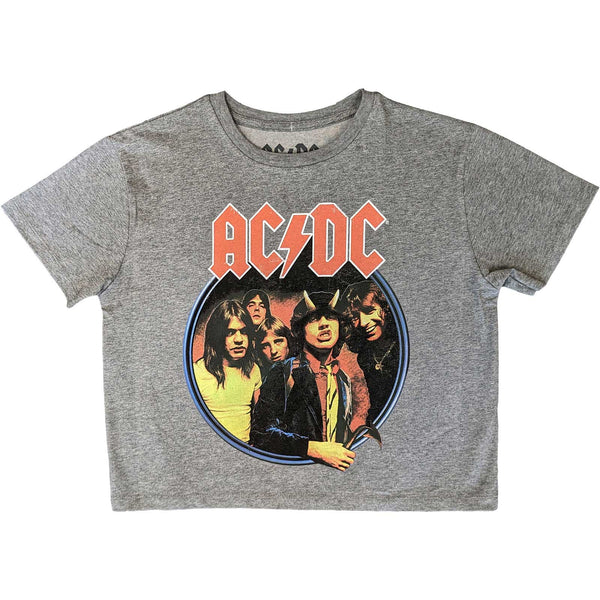 AC/DC Highway To Hell Circle: Ladies grey Crop Top