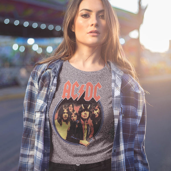 AC/DC Highway To Hell Circle: Ladies grey Crop Top