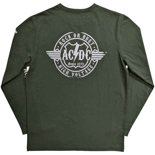 AC/DC | Official Band Long Sleeve T-Shirt | Rock Or Bust (Back & Sleeve Print)