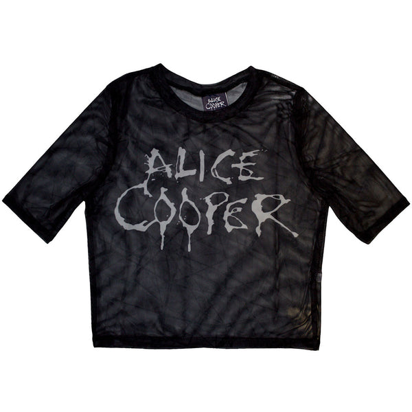 Alice Cooper | Official Ladies Crop Top | Dripping Logo (Mesh)