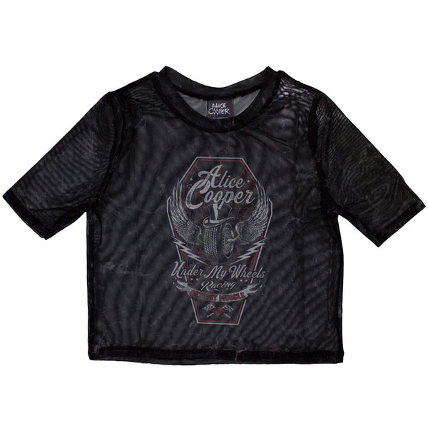 Alice Cooper | Official Ladies Crop Top | Under My Wheels (Mesh)