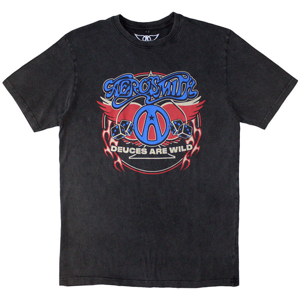 Aerosmith | Official Stone Wash Band T-Shirt | Rainbow Spade Stone Wash