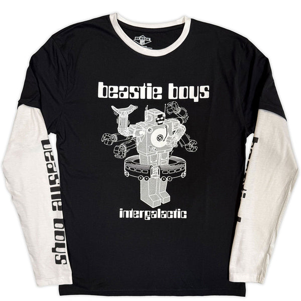 The Beastie Boys | Official Band Layered Long Sleeve T-Shirt | Intergalactic Robot (Black & White) (Sleeve Print)