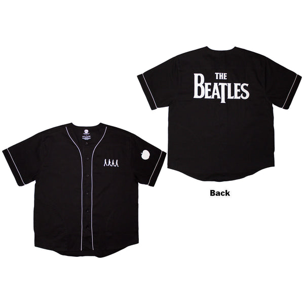 The Beatles | Official Band Baseball Jersey | Apple Logo / Walking (Black) (Back Print)