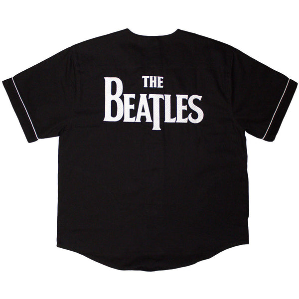 The Beatles | Official Band Baseball Jersey | Apple Logo / Walking (Black) (Back Print)