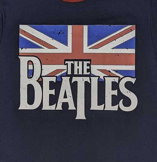 The Beatles | Official Band Ringer T-Shirt | Drop T Logo & Vintage Flag