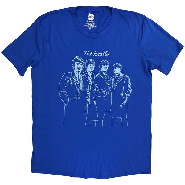The Beatles | Official Band T-Shirt | Band Outline (Blue)