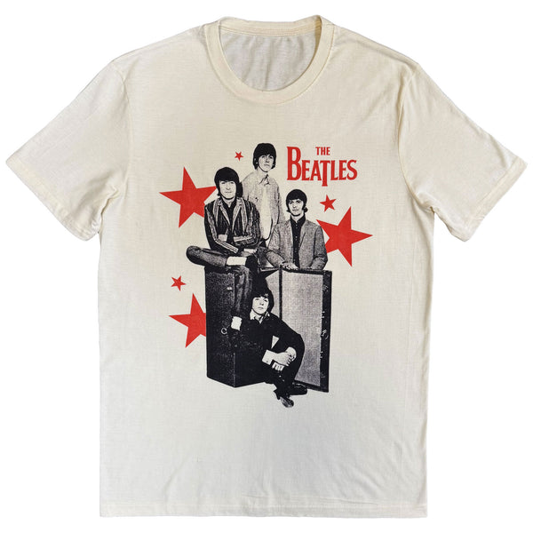 The Beatles | Official Band T-Shirt | Red Stars (Natural)