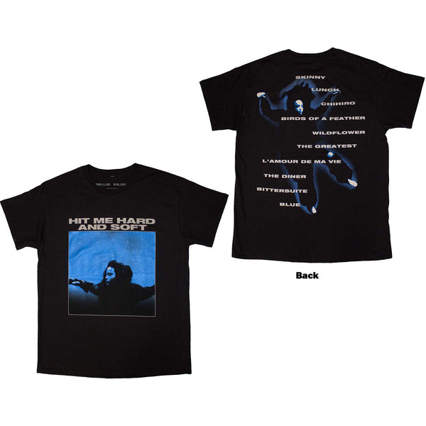 Billie Eilish | Official Artist T-Shirt | Hit Me Hard And Soft Tracklist (Black) (Back Print)