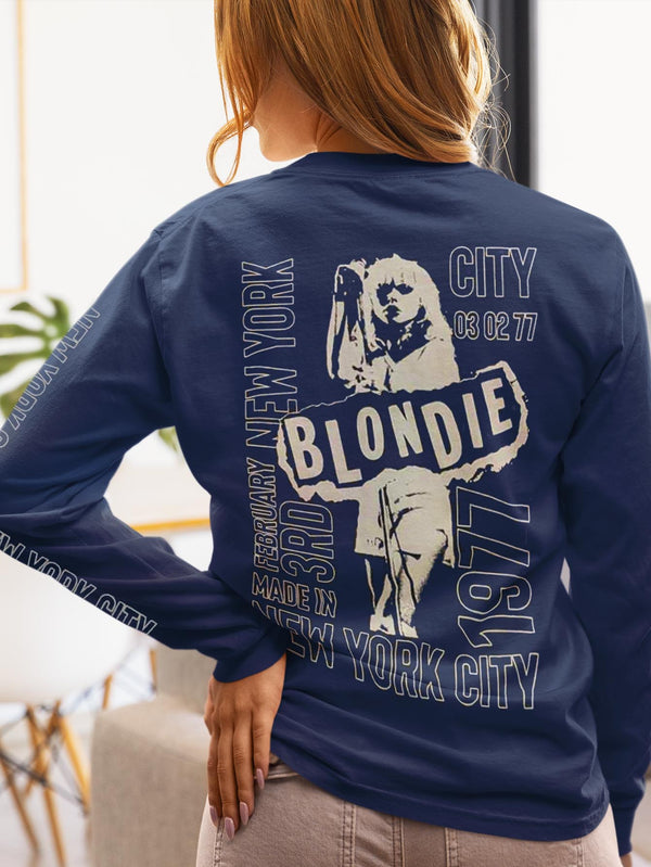 Blondie | Official Band Long Sleeve T-Shirt | NYC '77 (Back & Sleeve Print)