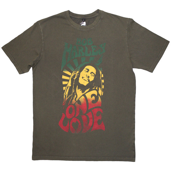 Bob Marley | Official Stone Wash Band T-Shirt | One Love Gradient Stone Wash