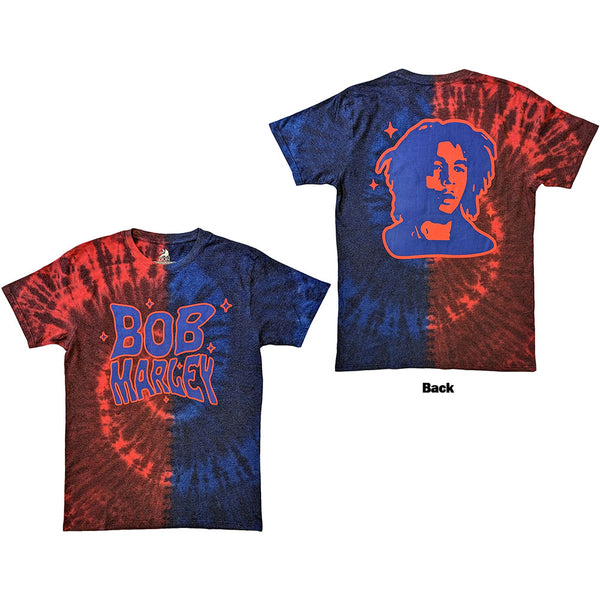 Bob Marley | Official Band T-Shirt | Trippy Text (Red & Blue) (Back Print & Wash Collection)