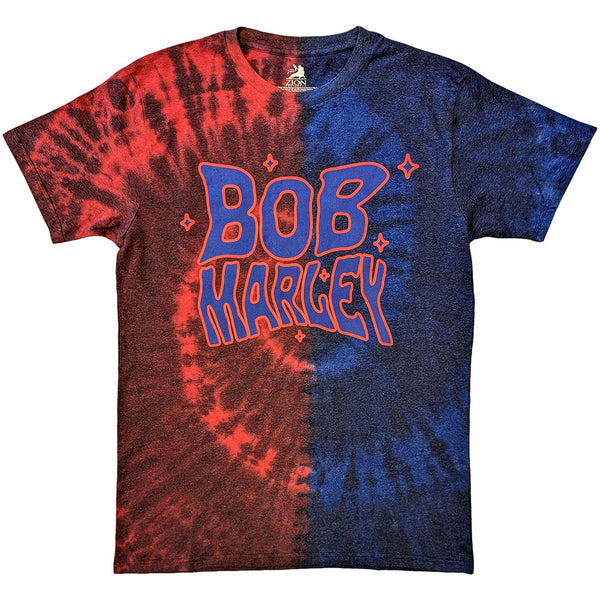 Bob Marley | Official Band T-Shirt | Trippy Text (Red & Blue) (Back Print & Wash Collection)