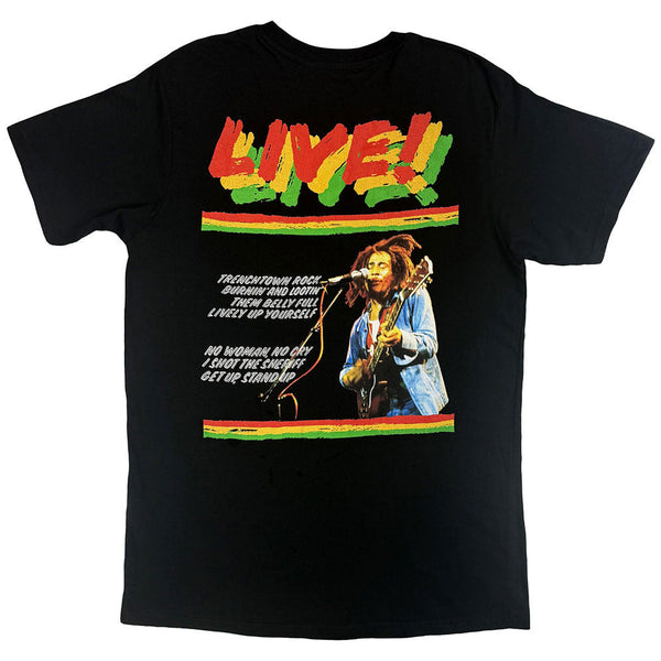 Bob Marley | Official Artist T-Shirt | Live Concert (Black) (Back Print)