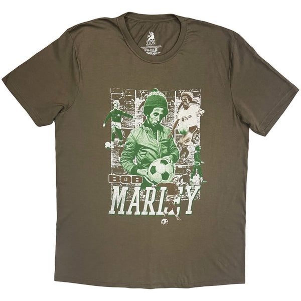 Bob Marley | Official Artist T-Shirt | Football Collage (Brown)