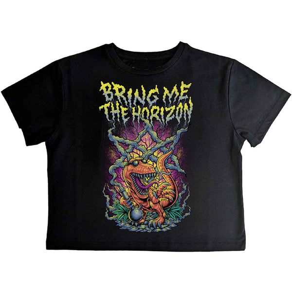 Bring Me The Horizon | Official Ladies Band Crop Top | Smoking Dinosaur