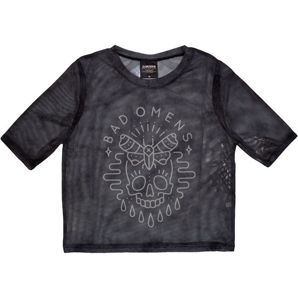 Bad Omens | Official Ladies Crop Top | Moth Skull (Mesh)